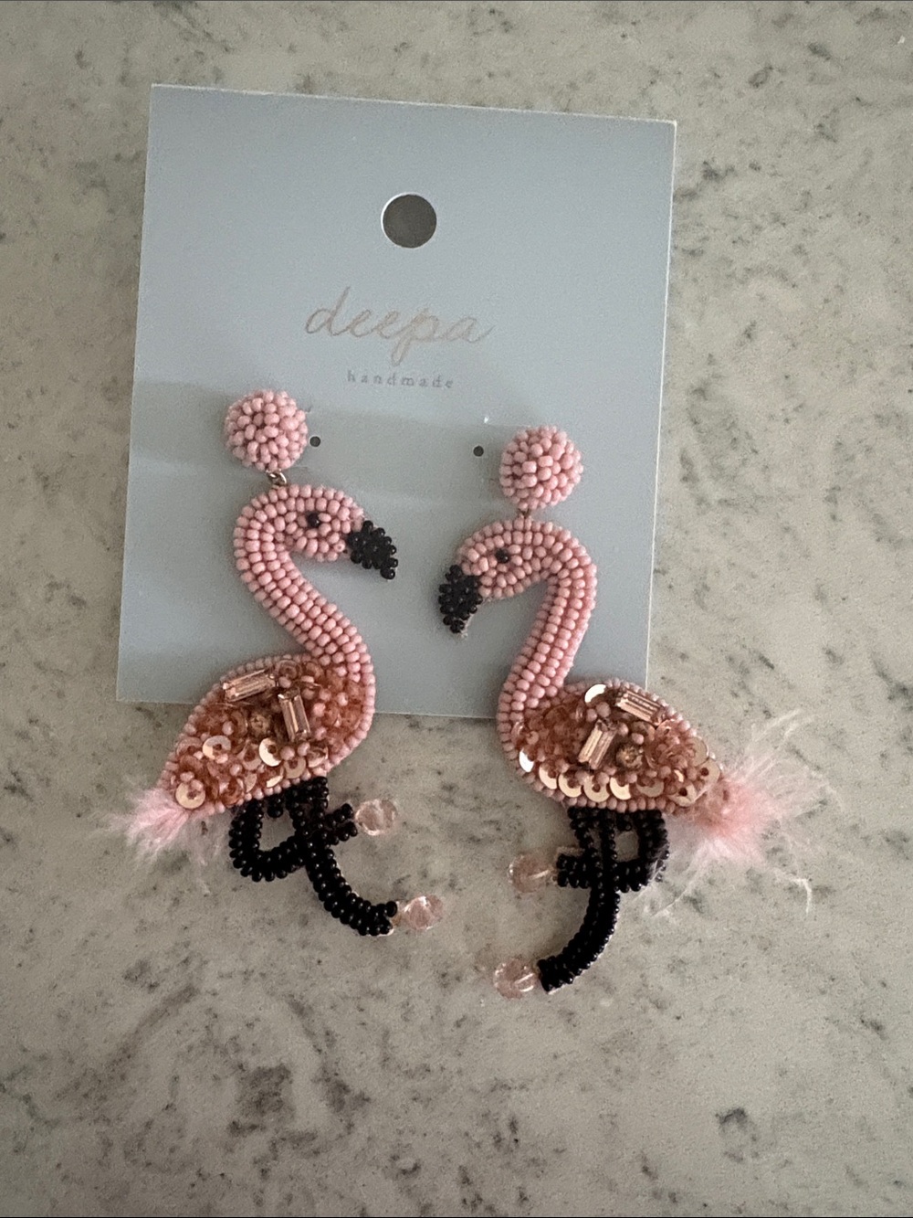 Pink Beaded Flamingo Earrings